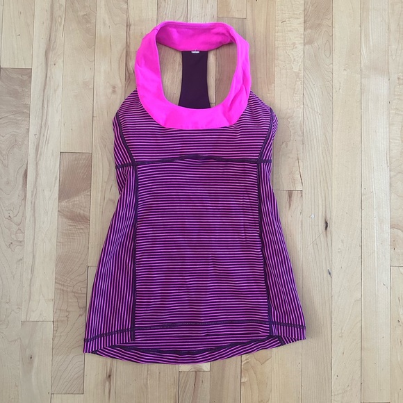 Lululemon Scoop Neck Tank in Hyper Raspberry Stripe Glo - Picture 6 of 8